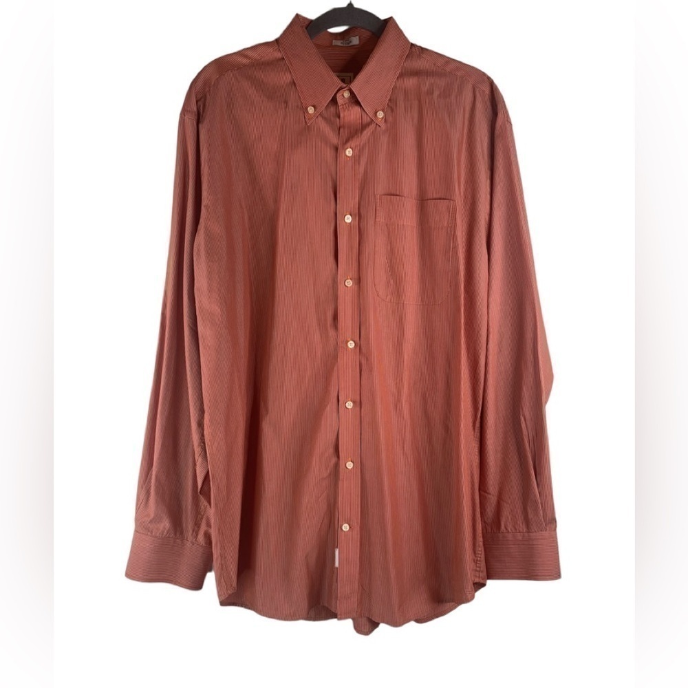 Peter Millar Burnt Orange Cotton Long Sleeve Button Down Shirt Size Large